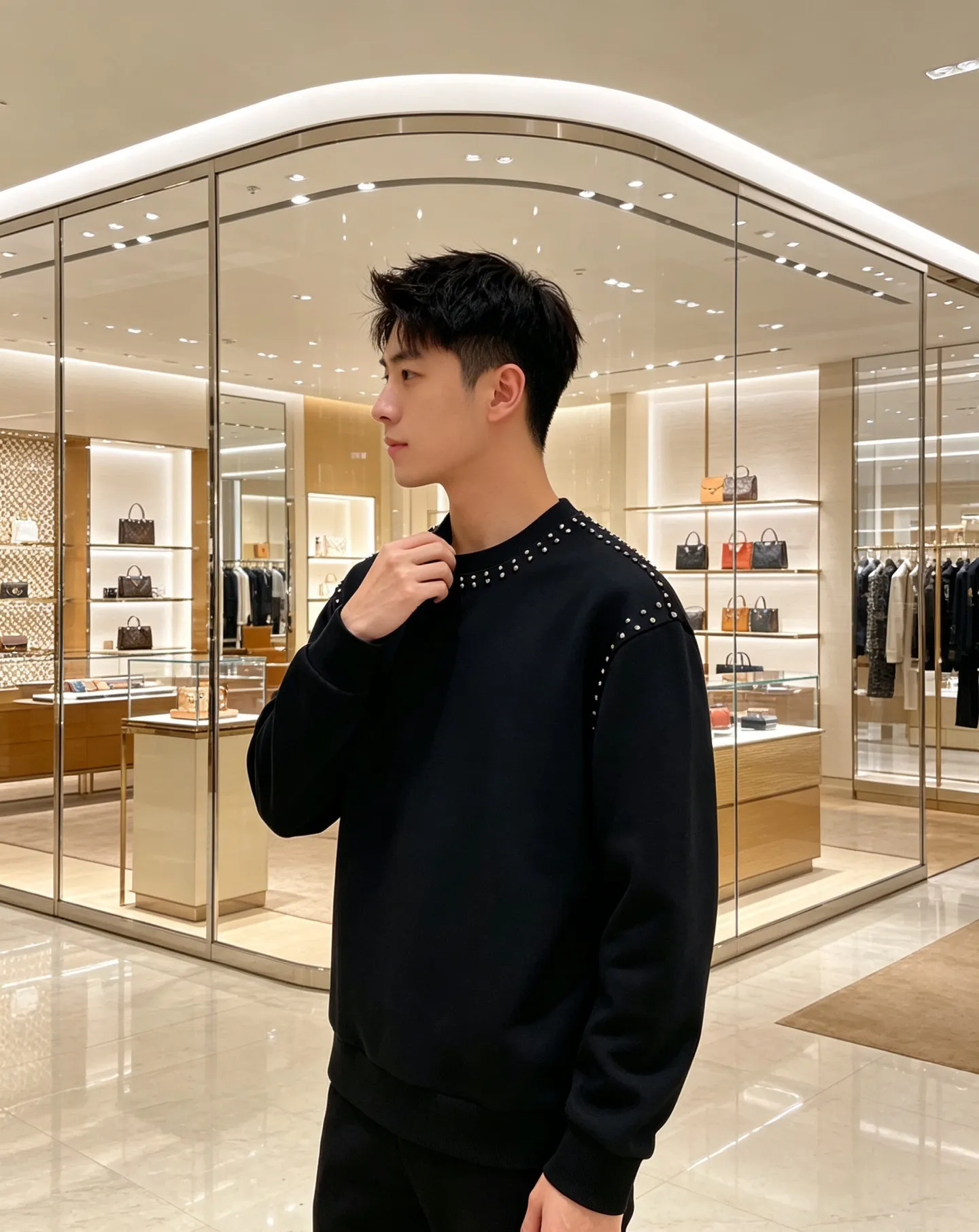 Louis Vuitton/Louis Vuitton Heavy Duty Rivet Crew Neck Sweatshirt